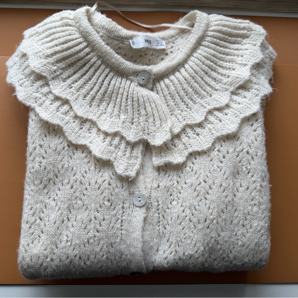 MANGO Openwork Baby Doll Neck Cardigan in size Small - Picture 5 of 16